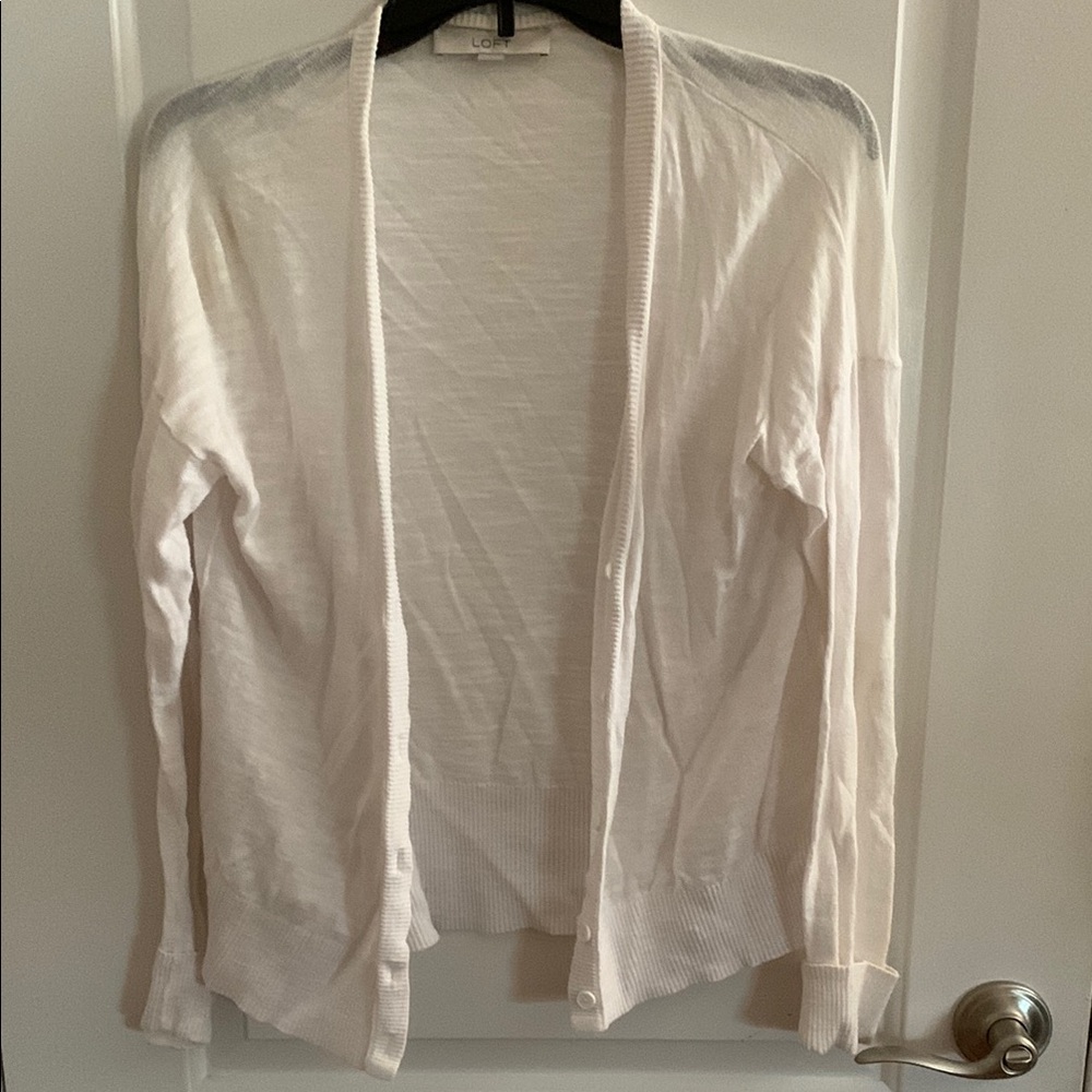 Loft Cream Open Front Cardigan